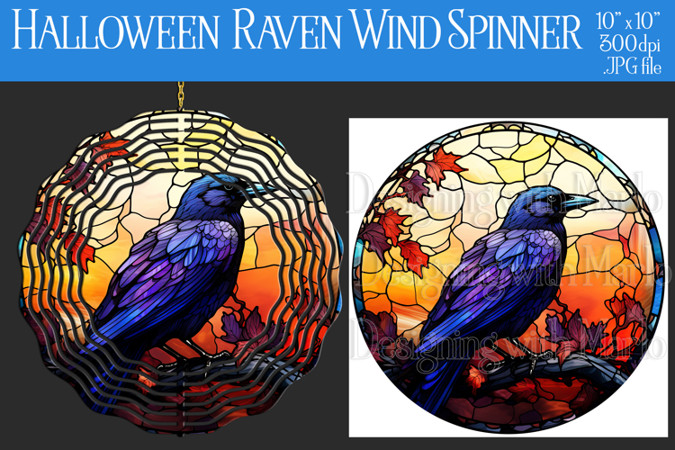 Halloween Wind Spinner, Halloween Raven Wind Spinner, w19
