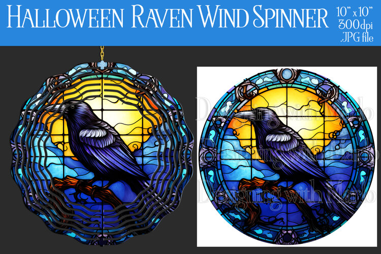 Halloween Wind Spinner, Halloween Raven Wind Spinner, w2 example image 1
