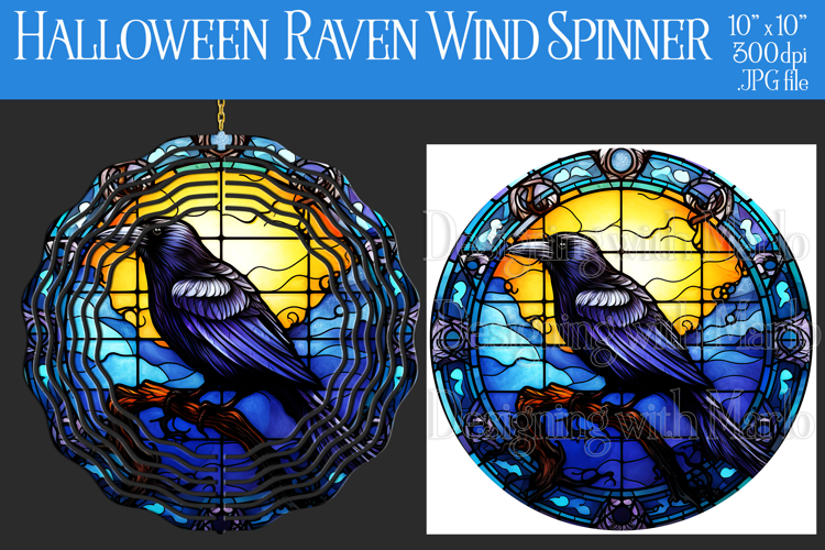 Halloween Wind Spinner, Halloween Raven Wind Spinner, w2
