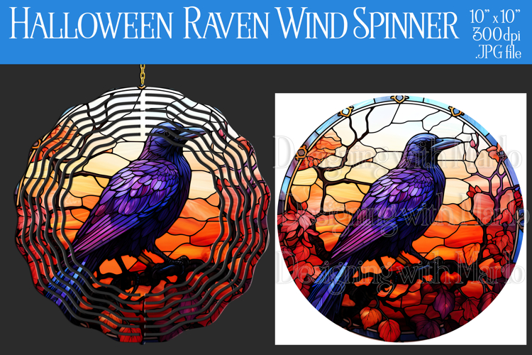 Halloween Wind Spinner, Halloween Raven Wind Spinner, w20