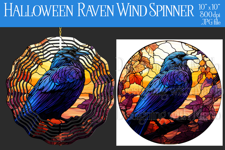 Halloween Wind Spinner, Halloween Raven Wind Spinner, w21