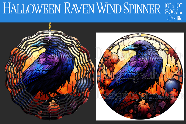 Halloween Wind Spinner, Halloween Raven Wind Spinner, w23