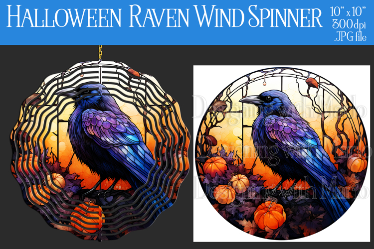 Halloween Wind Spinner, Halloween Raven Wind Spinner, w25