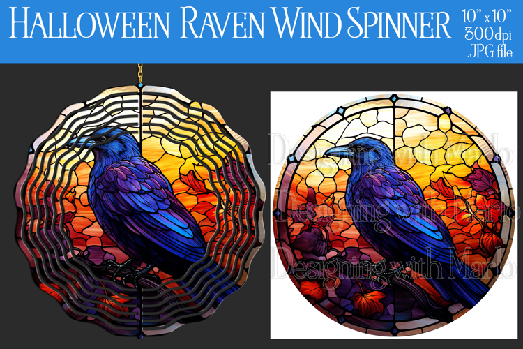 Halloween Wind Spinner, Halloween Raven Wind Spinner, w27