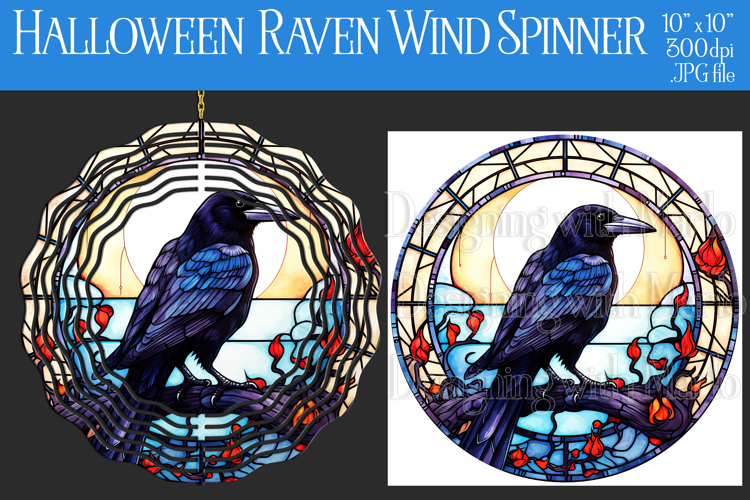 Halloween Wind Spinner, Halloween Raven Wind Spinner, w3