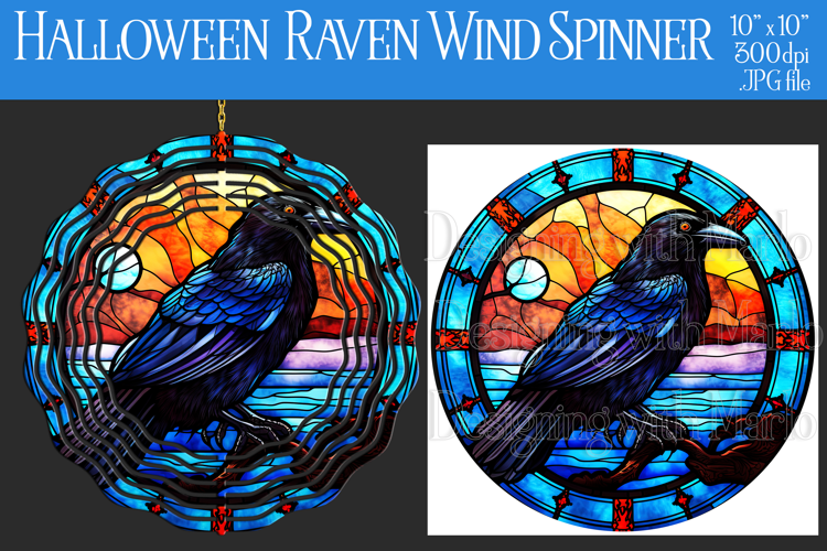 Halloween Wind Spinner, Halloween Raven Wind Spinner, w4