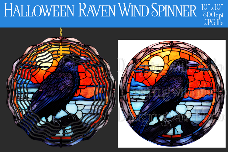 Halloween Wind Spinner, Halloween Raven Wind Spinner, w5
