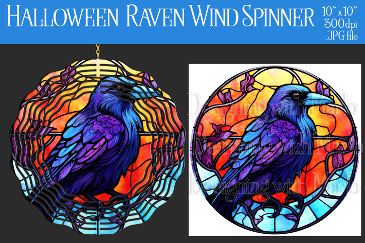 Halloween Wind Spinner, Halloween Raven Wind Spinner, w6