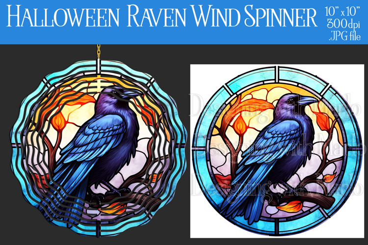 Halloween Wind Spinner, Halloween Raven Wind Spinner, w7
