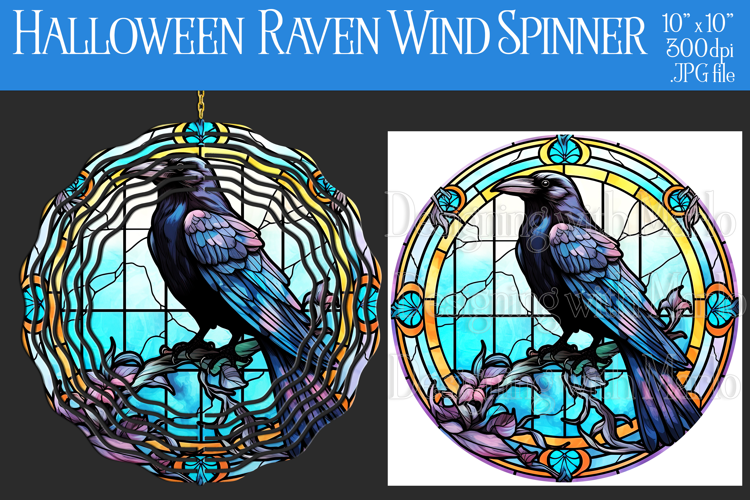Halloween Wind Spinner, Halloween Raven Wind Spinner, w8