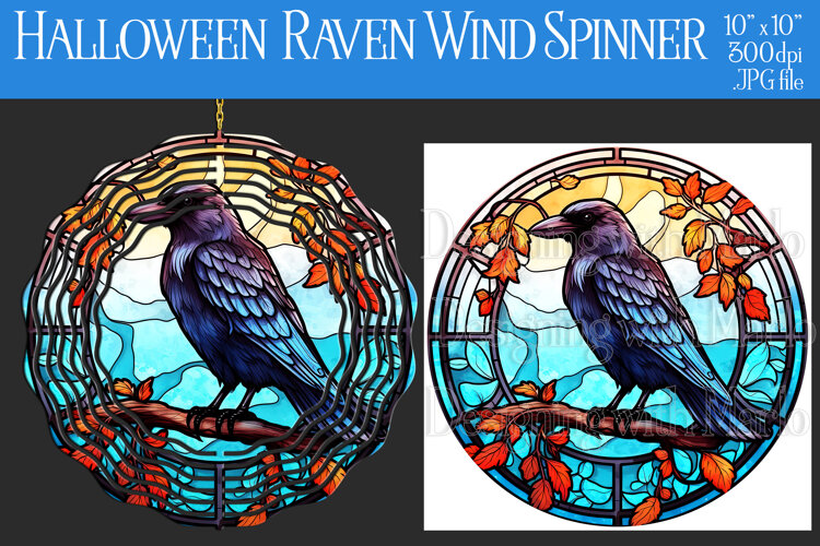 Halloween Wind Spinner, Halloween Raven Wind Spinner, w9 example image 1