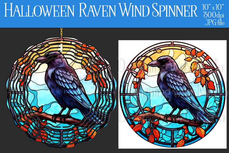 Halloween Wind Spinner, Halloween Raven Wind Spinner, w9