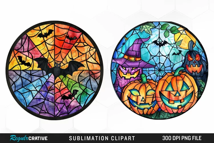 Stained Glass Halloween Graphic Clipart