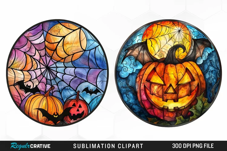 Stained Glass Halloween Graphic Clipart