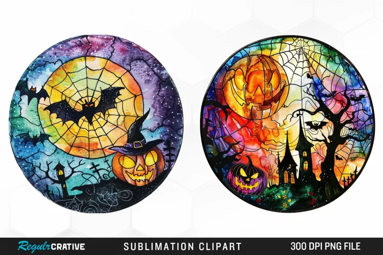 Stained Glass Halloween Artwork Clipart