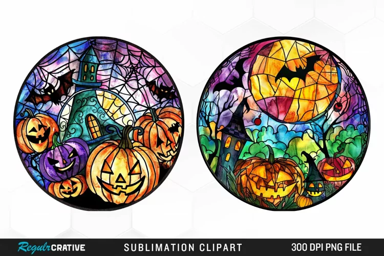 Stained Glass Halloween Graphic Clipart