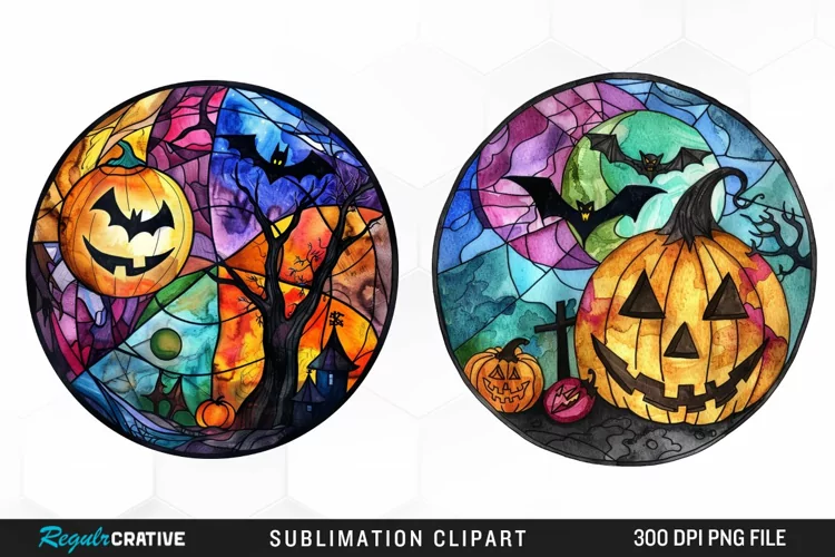 Stained Glass Halloween Artwork Clipart