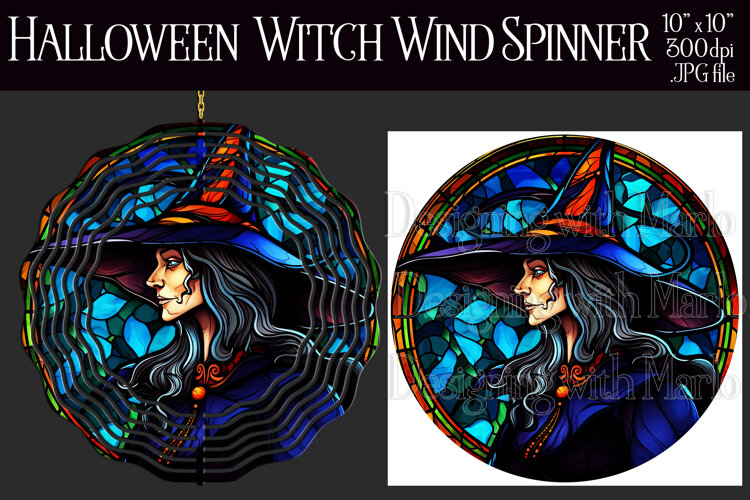 Halloween Wind Spinner, Halloween Witch Wind Spinner, w1b example image 1