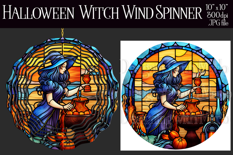 Halloween Wind Spinner, Halloween Witch Wind Spinner, w14b