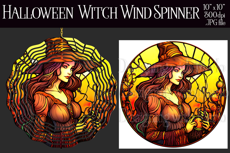 Halloween Wind Spinner, Halloween Witch Wind Spinner, w15b