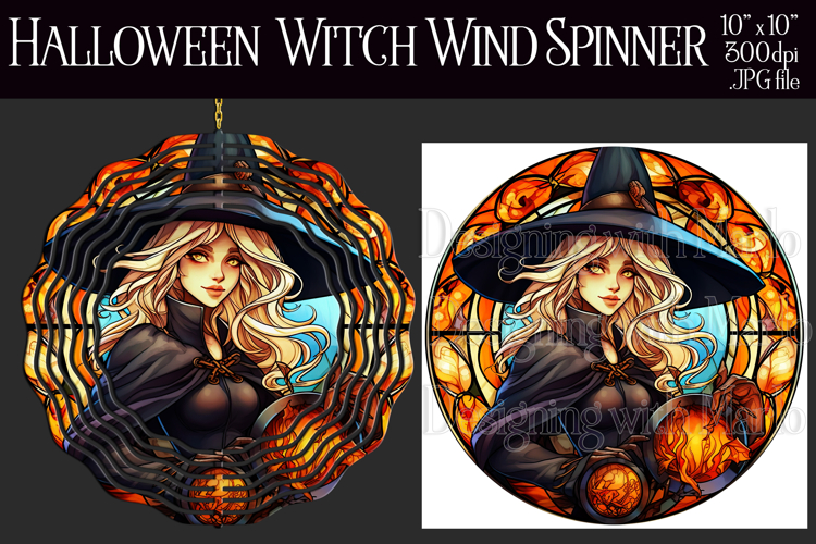 Halloween Wind Spinner, Halloween Witch Wind Spinner, w16b