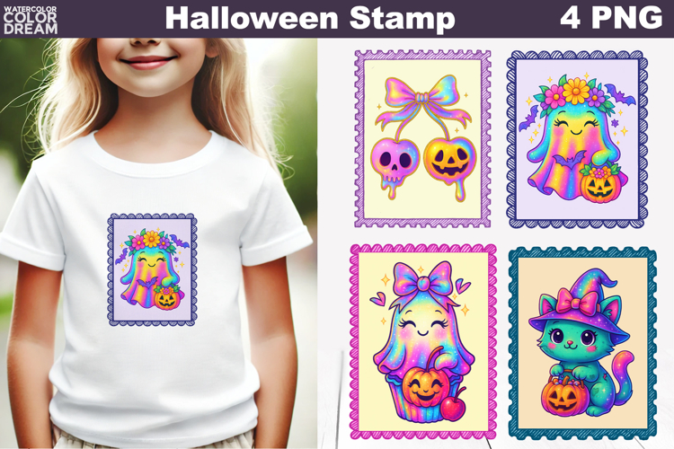 Iridescent Halloween Postage Stamp | Rainbow Halloween