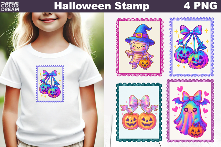 Iridescent Halloween Postage Stamp | Rainbow Halloween