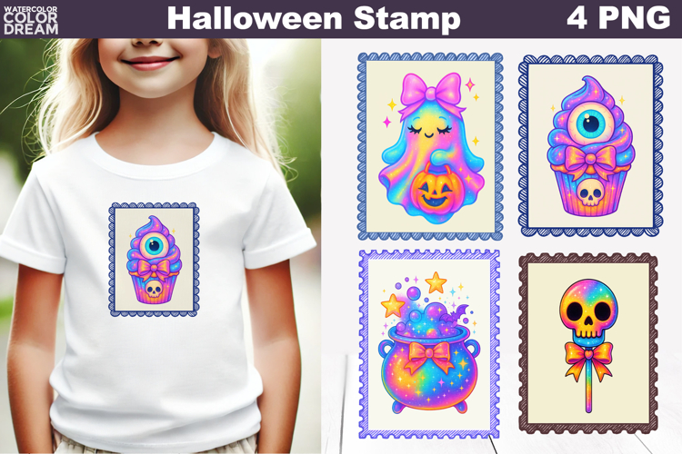 Iridescent Halloween Postage Stamp | Rainbow Halloween