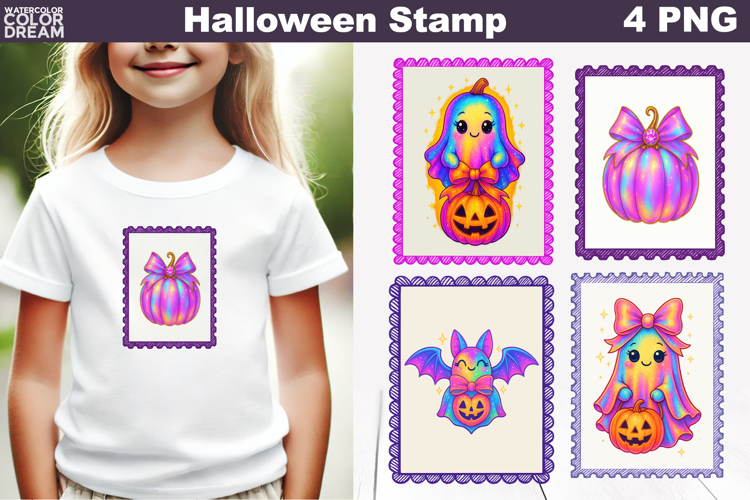 Iridescent Halloween Postage Stamp | Rainbow Halloween