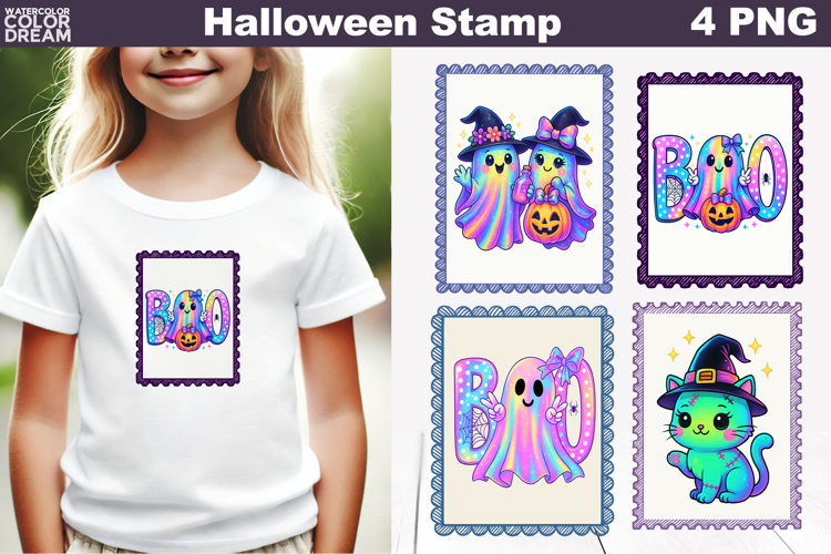 Iridescent Halloween Postage Stamp | Rainbow Halloween