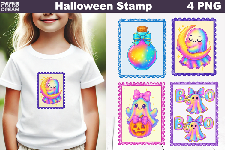 Iridescent Halloween Postage Stamp | Rainbow Halloween