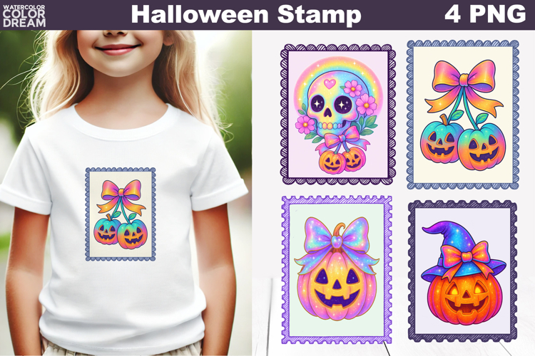 Iridescent Halloween Postage Stamp | Rainbow Halloween