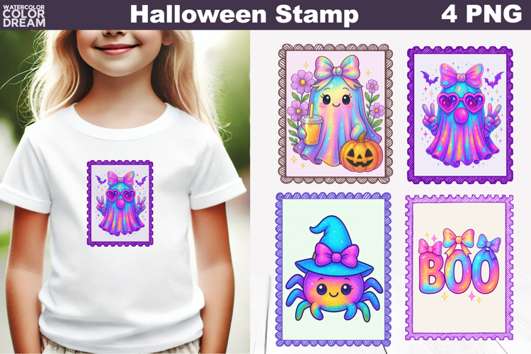 Iridescent Halloween Postage Stamp | Rainbow Halloween