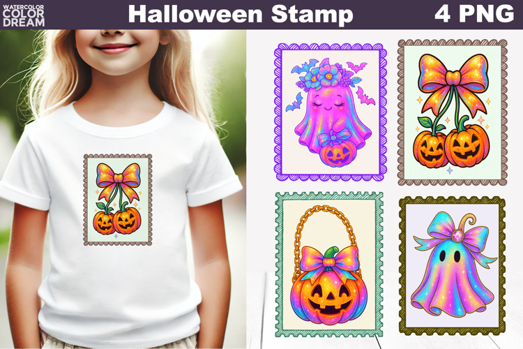 Iridescent Halloween Postage Stamp | Rainbow Halloween