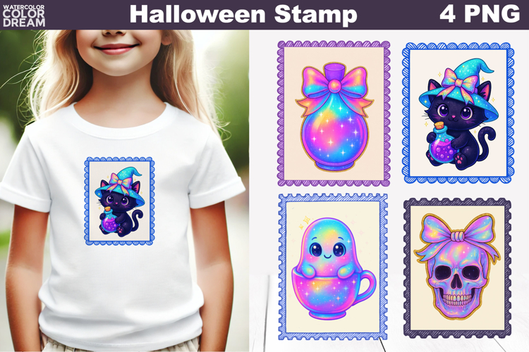 Iridescent Halloween Postage Stamp | Rainbow Halloween