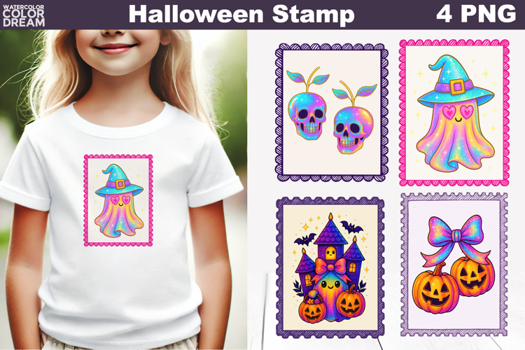 Iridescent Halloween Postage Stamp | Rainbow Halloween
