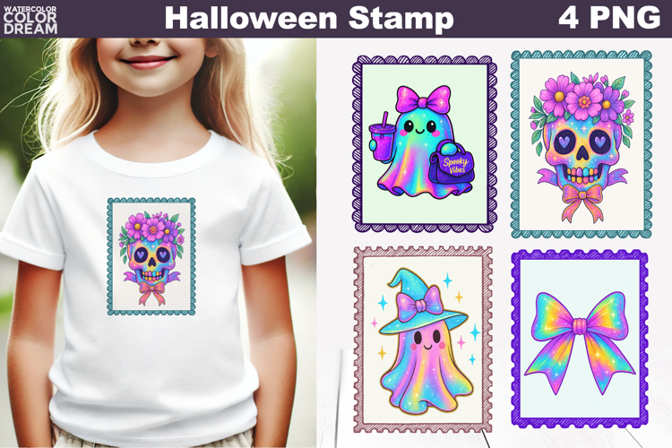 Iridescent Halloween Postage Stamp | Rainbow Halloween
