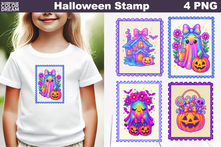 Iridescent Halloween Postage Stamp | Rainbow Halloween