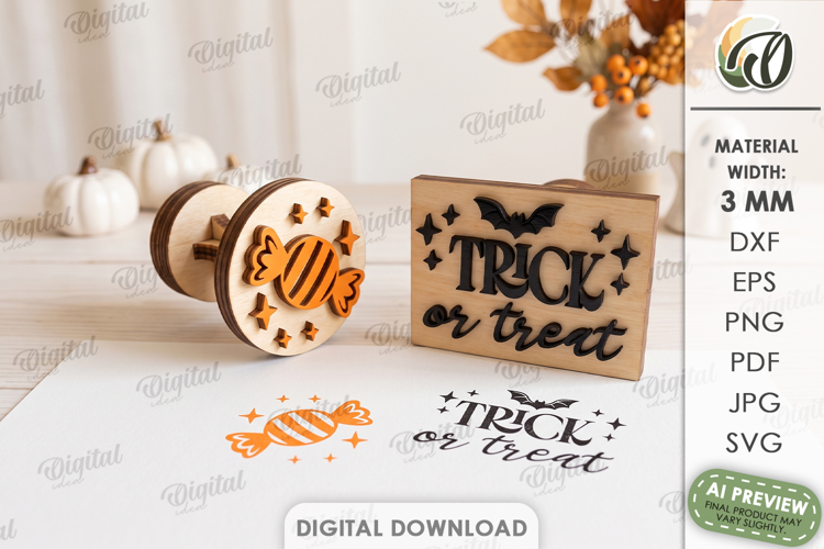 Halloween Stamps Laser Cut. Spooky Stamp SVG
