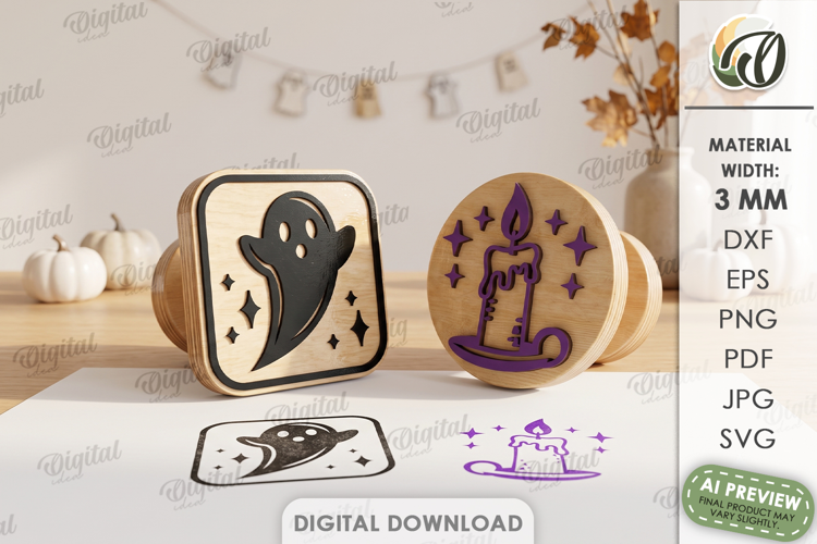 Halloween Stamps Laser Cut. Spooky Stamp SVG