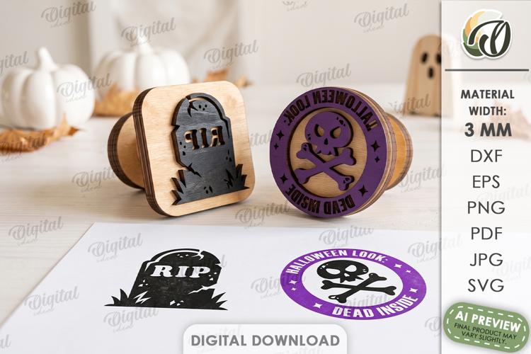 Halloween Stamps Laser Cut. Spooky Stamp SVG