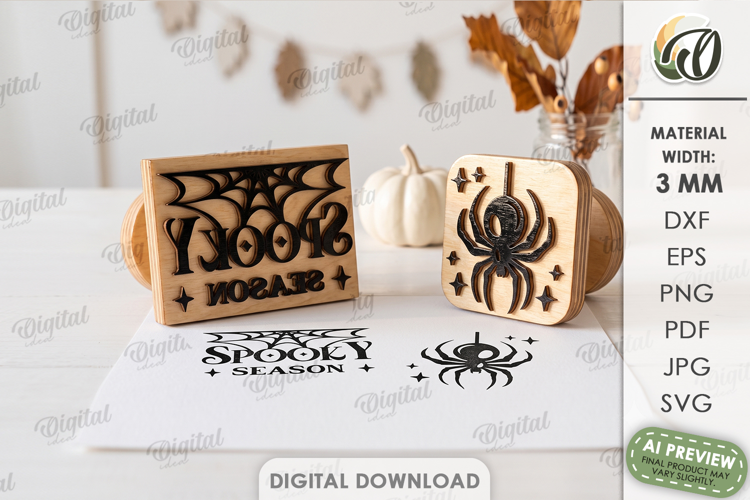 Halloween Stamps Laser Cut. Spooky Stamp SVG