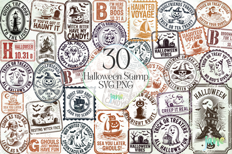Halloween Stamp SVG PNG Sublimation Bundle