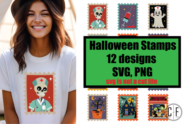 Halloween Tshirt Stamp Design| PNG & SVG
