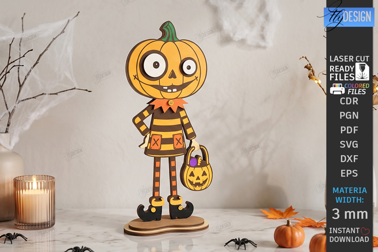 Halloween Standing Character Laser Cut | Pumpkin Figurine