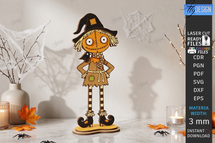 Halloween Standing Character Laser Cut | Scarecrow | CNC