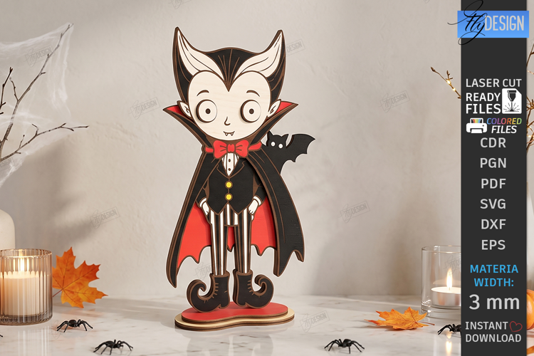 Halloween Standing Character Laser Cut | Vampire Figurine