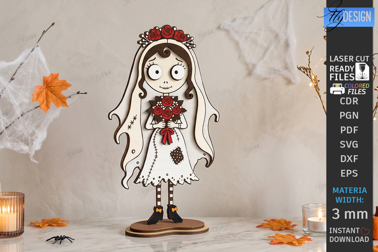 Halloween Standing Character Laser Cut | Dead Bride Figurine