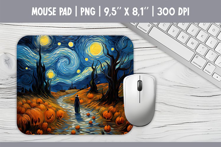 Halloween Witch Starry Night Mouse Pad Sublimation Design