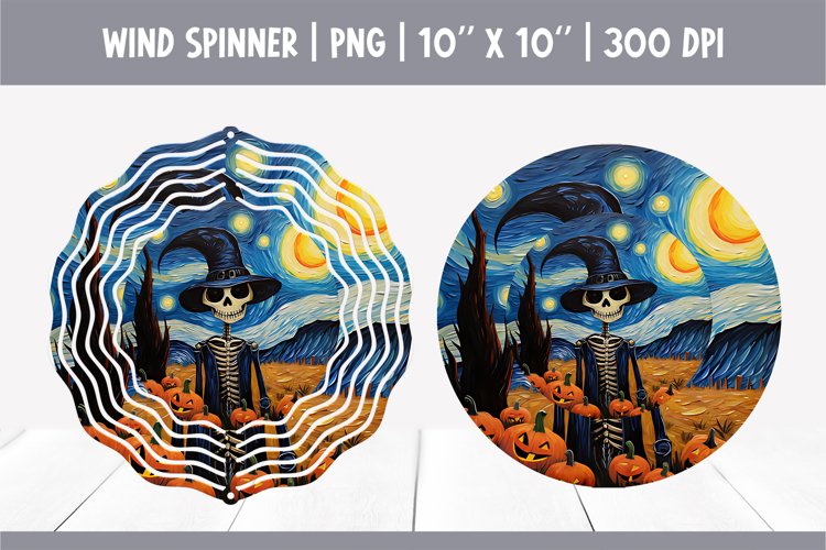 Halloween Skeleton Wind Spinner Sublimation | Starry Night